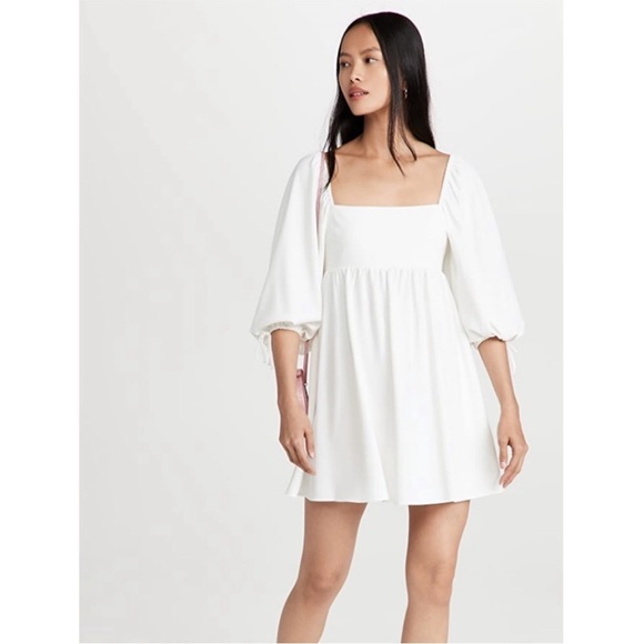 Amanda Uprichard White Darling Puff Sleeve Mini Dress Size XL - Picture 3 of 12